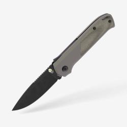 Couteau Flytanium Arcade Lame Acier S35VN Manche Aluminium Micarta Gris Shark-Lock Made In FLY1256