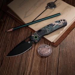 Couteau Vosteed Psyop Lame Acier Elmax Manche Micarta Bleu Top Liner Lock VOSA2235