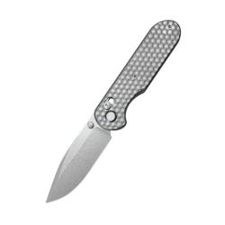 Couteau GEO Knife Ethereal Cutter Lame Acier M390 Manche Titane Gris Crossbar Lock GEO2402A
