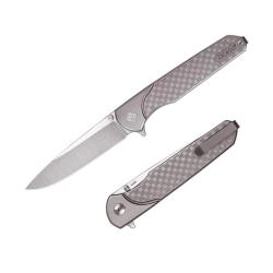 Couteau Pliant Ocaso Charter Milled Lame Acier M390 Manche Titane Gris Linerlock OCA16CHM