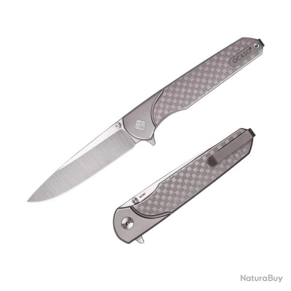 Couteau Pliant Ocaso Charter Milled Lame Acier M390 Manche Titane Gris Linerlock OCA16CHM