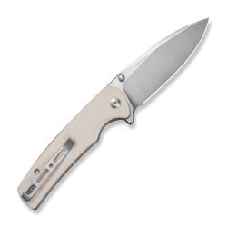 Couteau SENCUT Sachse Lame Acier 9Cr18MoV Manche G10 Ivoire Button Lock S210077