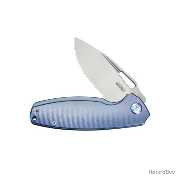 Couteau KB Knives Tityus Lame Acier 14C28N Manche Titane Bleu Framelock KUB360D