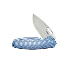 Couteau KB Knives Tityus Lame Acier 14C28N Manche Titane Bleu Framelock KUB360F