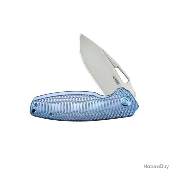 Couteau KB Knives Tityus Lame Acier 14C28N Manche Titane Bleu Framelock KUB360F