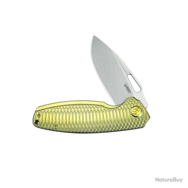 Couteau KB Knives Tityus Lame Acier 14C28N Manche Titane Or Framelock KUB360G