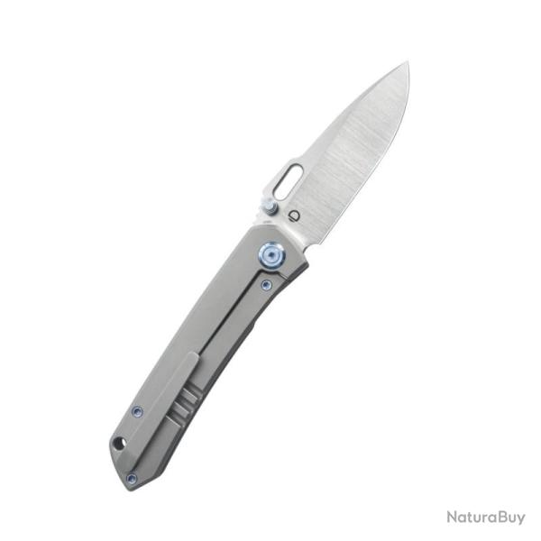 Couteau KB Knives Blackout Lame Acier M390 Manche Titane Gris Framelock KUB259A