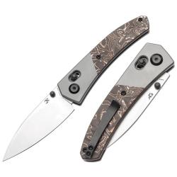 Couteau Kansept Knives Dako Lame Acier S35VN Manche Titane Carbone Cuivre Cross Bar Lock K1101V2