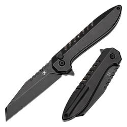 Couteau Kansept Knives Kosame Lame Acier 154CM Manche Titane Carbone Noir Cuivre Button Lock