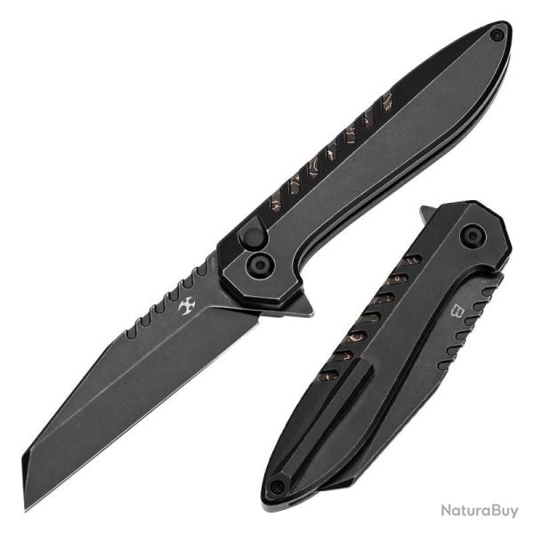 Couteau Kansept Knives Kosame Lame Acier 154CM Manche Titane Carbone Noir Cuivre Button Lock
