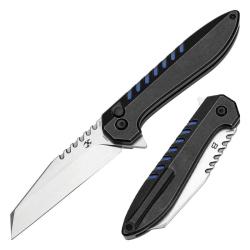 Couteau Kansept Knives Kosame Lame Acier 154CM Manche Titane G10 Noir Bleu Button Lock KT1093F4