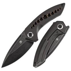 Couteau Kansept Knives ODD 21 Lame Acier CPM-20CV Manche Titane Noir Bronze Framelock K1077A1