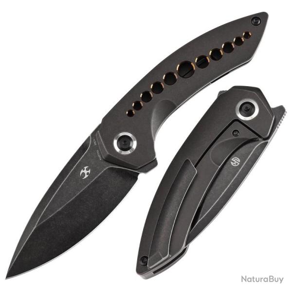 Couteau Kansept Knives ODD 21 Lame Acier CPM-20CV Manche Titane Noir Bronze Framelock K1077A1