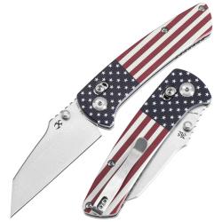 Couteau Kansept Knives Main Street Lame Acier 154CM Manche G10 Jade Cross Bar Lock KT1015V9