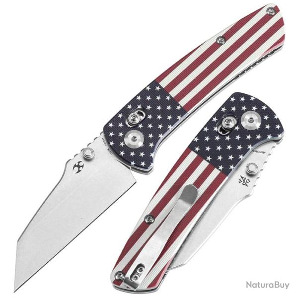 Couteau Kansept Knives Main Street Lame Acier 154CM Manche G10 Jade Cross Bar Lock KT1015V9