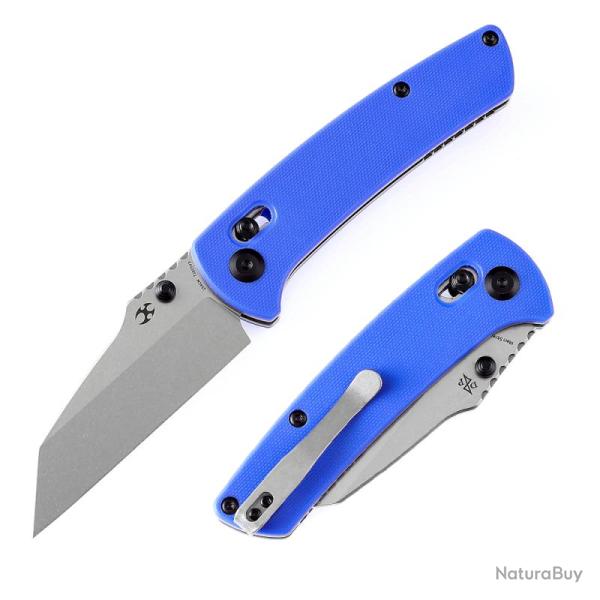 Couteau Kansept Knives Main Street Lame Acier 154CM Manche G10 Bleu Cross Bar Lock KT1015V3