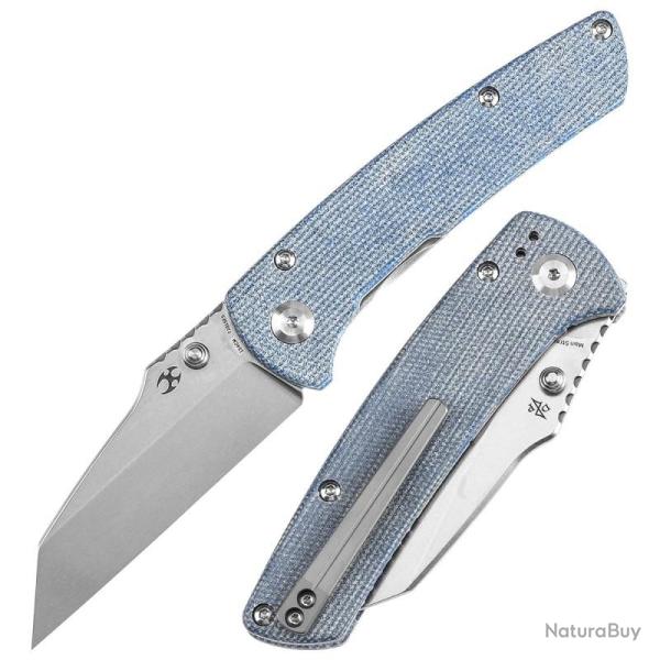 Couteau Kansept Knives Main Street Lame Acier 154CM Manche Micarta Bleu Linerlock KT1015E5