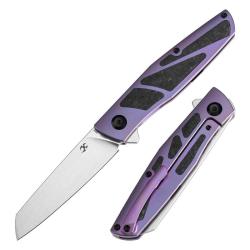 Couteau Kansept Knives Cru Lame Acier S35VN Manche Titane Carbone Violet Framelock K1092A2