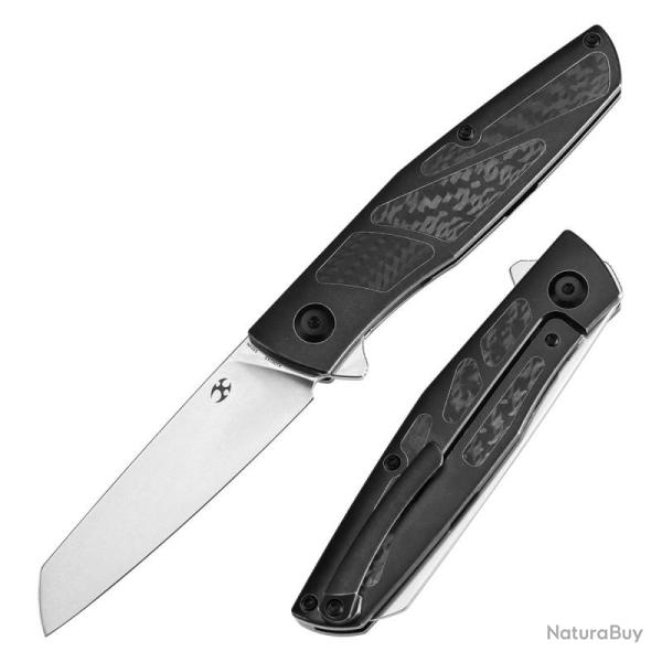 Couteau Kansept Knives Cru Lame Acier S35VN Manche Titane Carbone Noir Framelock K1092A5