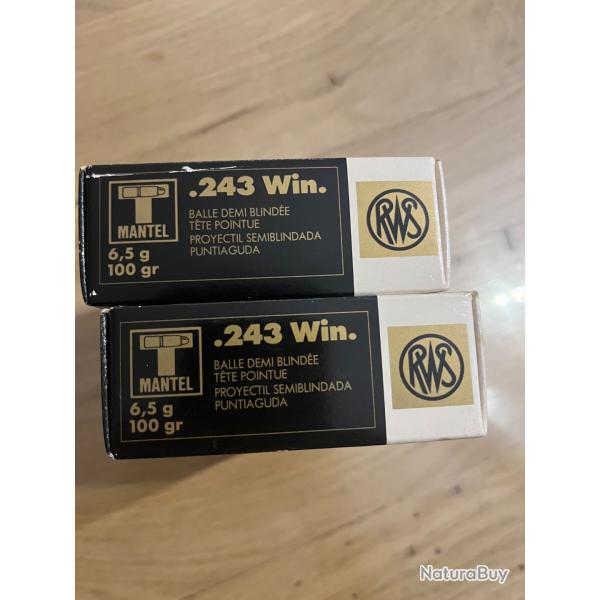 Lot de 40 balles 243 Win. RWS T-Mantel 6,5 gr