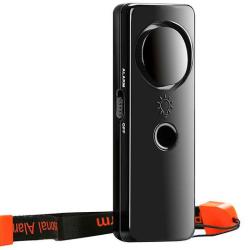 Alarme de s&eacute;curit&eacute; personnelle noire domicile avec lumi&egrave;re LED 125 dB CamRom