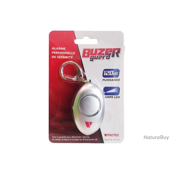 Alarme de d�fense porte clef chrom�e + LED VPROTEC