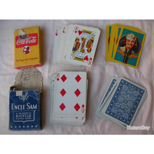 WW2 US LOT DE 2 JEUX DE CARTES A JOUER MILITAIRES AM�RICAINES COCA-COLA R�F�RENC�ES GI (39-45) LOT 4