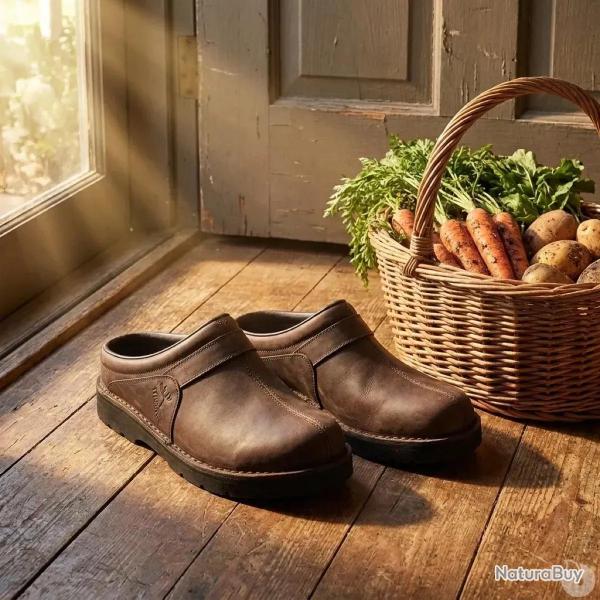 Sabots Stagunt Aigual en cuir pleine fleur marron 46