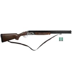 Fusil &agrave; amorces enfant plastique crosse bois 2 cartouches