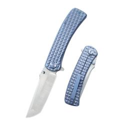 Couteau KB Knives Interflow Lame Acier M390 Manche Titane Bleu Framelock KUB294B