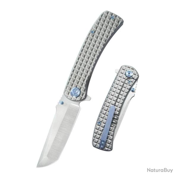 Couteau KB Knives Interflow Lame Acier M390 Manche Titane Gris Framelock KUB294A