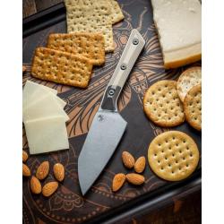 Couteau Fixe Microtech Santoku Lame Acier M390MK Manche G10 Ivoire &Eacute;tui Feutre MCT3300B10IV