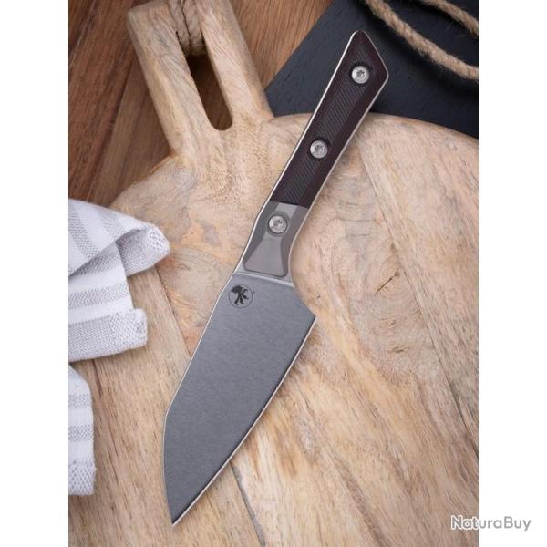 Couteau Microtech Santoku Lame Acier M390MK Manche G10 Black Cherry �tui Feutre MCT3300B10BC