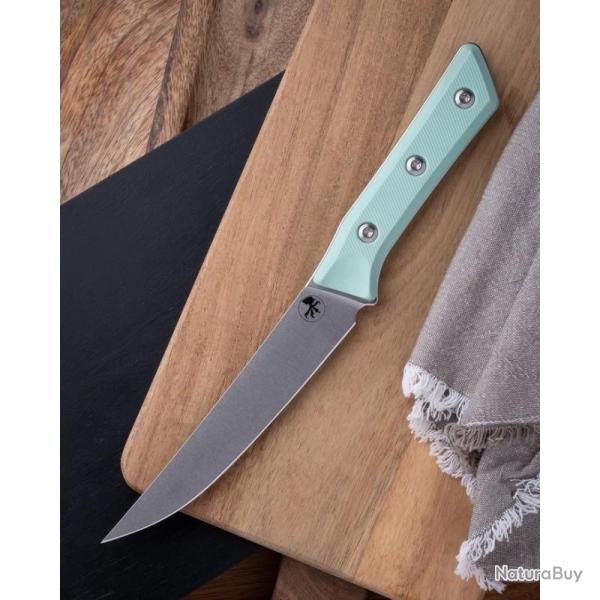 Couteau Fixe Microtech Boning Lame Acier M390MK Manche G10 Bleu �tui Feutre Made In USA MCT310010CA