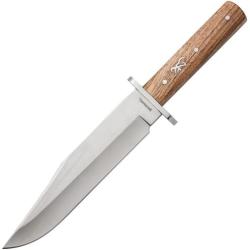 Couteau Fixe Browning Bowie Lame Acier Inox Manche Bois Marron &Eacute;tui Cuir BR0920