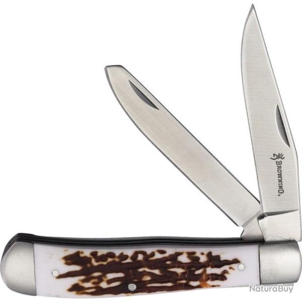 Couteau Pliant Browning Trapper Lame Acier Inox Manche Synth�tique Fa�on Bois de Cerf BR0609B