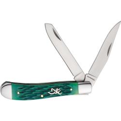 Couteau Pliant Browning Trapper Lame Acier Inox Manche Os Jigged Vert BR0540B