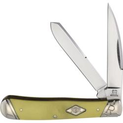 Couteau Pliant Rough Rider Wharncliffe Lame Acier Carbone Manche Synth&eacute;tique Jaune Slip Joint RR2127