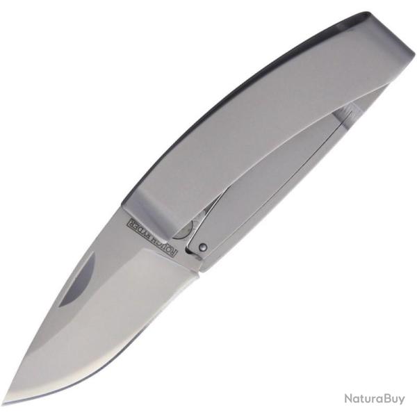 Couteau Pliant Rough Rider Money Clip Framelock Lame Acier Inoxydable Manche Inox Argent RR2106