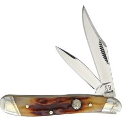 Couteau Rough Rider Peanut Lame Acier Inox Manche Os Fa&ccedil;on Bois de Cerf Marron Slip Joint RR1808