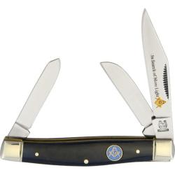 Couteau Pliant Rough Rider Masonic Stockman Lame Acier Inoxydable Manche Os Bleu Slip Joint RR1764