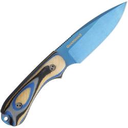 Couteau Bradford Guardian 3 Lame Acier AEB-L Manche G-Wood Bleu &Eacute;tui Cuir Made In USA BRAD3FE201PA