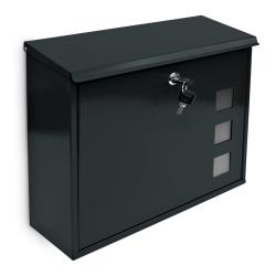 Bo&icirc;te aux lettres murale moderne design 34,5 x 33 x 10,5 cm s&eacute;curis&eacute;e finition mate en m&eacute;tal noir 1