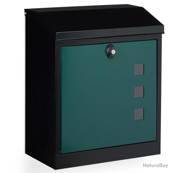 Bo�te aux lettres murale grande pour courrier volumineux 53 x 43,5 x 26 cm en acier galvanis� noir