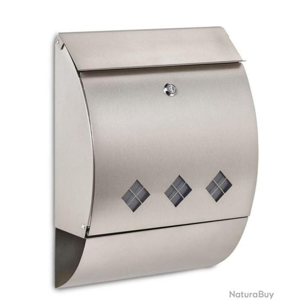 Bo�te aux lettres murale moderne avec porte-journaux 30 x 12,5 x 40 cm en acier inoxydable gris 13_