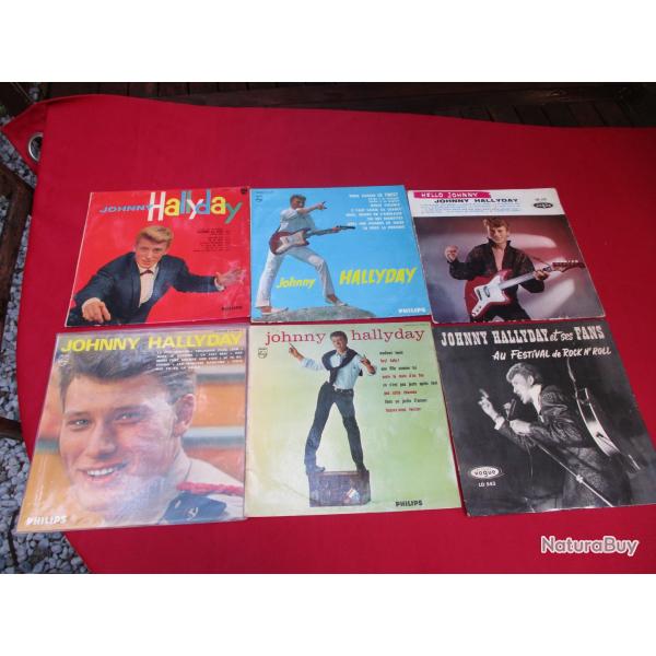 lot de 6   disques 33 tours de johnny vintage