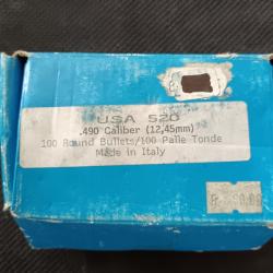 BALLES PEDERSOLI RONDE USA 520 .490 (12.45MM)
