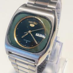 Montre Vintage Seiko 5 Automatique Calibre 6309 - 100% D'Origine - Cadran Noir et Vert R&eacute;tro