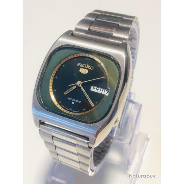 Montre Vintage Seiko 5 Automatique Calibre 6309 - 100% D'Origine - Cadran Noir et Vert R�tro