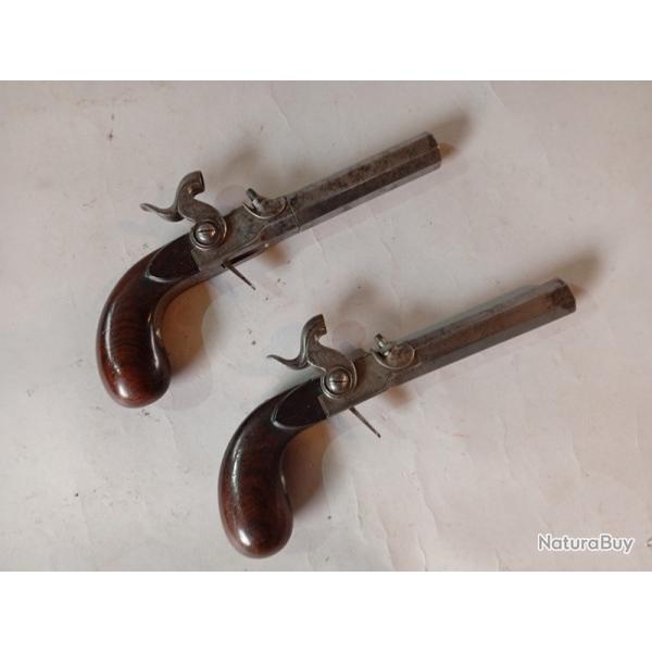 Superbe paire de pistolets de salon / de tir � percussion (�poque XIXe si�cle)